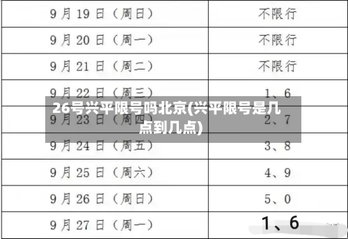 26号兴平限号吗北京(兴平限号是几点到几点)-第2张图片