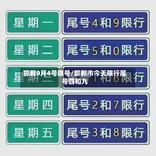邯郸9月4号限号/邯郸市今天限行尾号四和九
