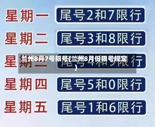 兰州8月7号限号(兰州8月份限号规定)