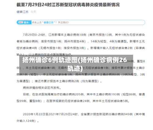 扬州确诊6例轨迹图(扬州确诊病例26轨迹)