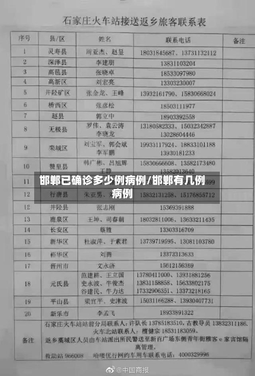 邯郸已确诊多少例病例/邯郸有几例病例