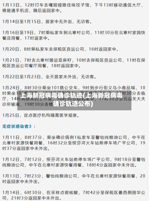 上海新冠病毒确诊轨迹(上海新冠病毒确诊轨迹公布)