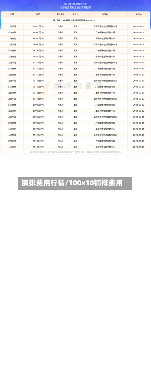 铜排费用行情/100×10铜排费用