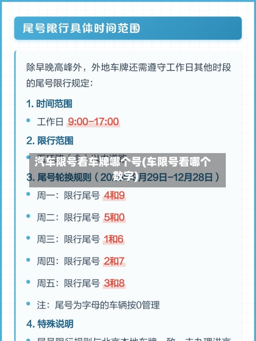 汽车限号看车牌哪个号(车限号看哪个数字)