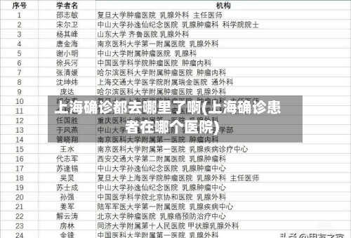 上海确诊都去哪里了啊(上海确诊患者在哪个医院)