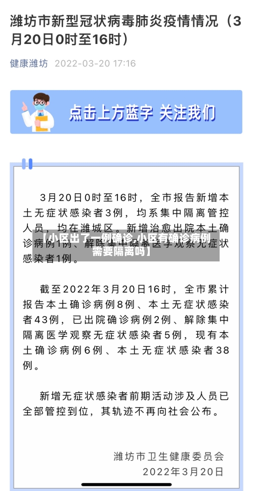 【小区出了一例确诊,小区有确诊病例需要隔离吗】
