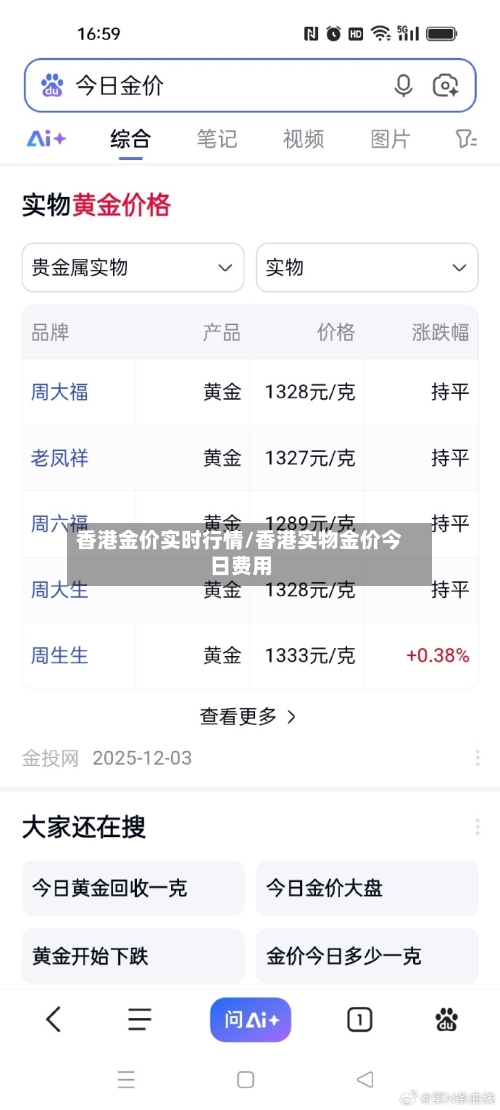 香港金价实时行情/香港实物金价今日费用
