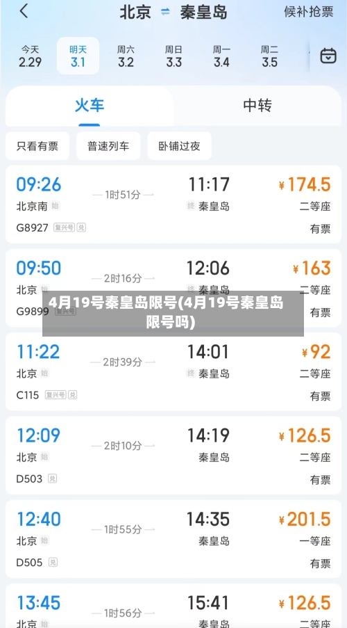 4月19号秦皇岛限号(4月19号秦皇岛限号吗)