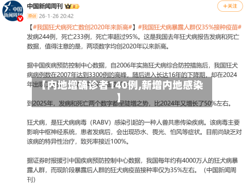 【内地增确诊者140例,新增内地感染】