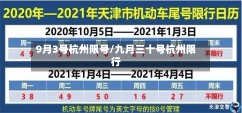 9月3号杭州限号/九月三十号杭州限行