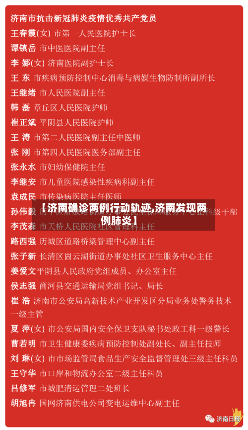 【济南确诊两例行动轨迹,济南发现两例肺炎】